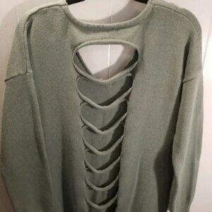 Stylish Sage Green Sweater with Back Cutout